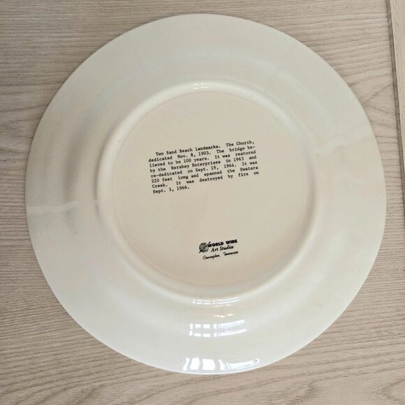 World Wide Art Studios Sand Beach Bible Church & Bridge Collector Plate - Picture 6 of 9